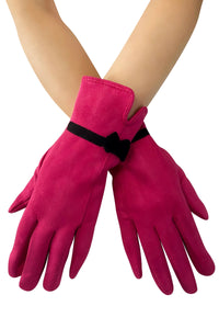 Gloves - Contrast Bow Fuchsia Gloves Pretty Little Things 