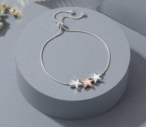 Bracelet - Three Star Silver & Rose Gold