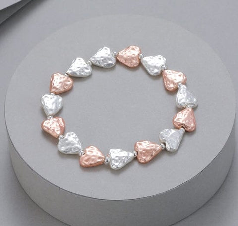 Bracelet - Hammer Heart Silver & Rose Gold Bracelets Pretty Little Things 