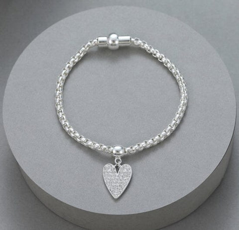Bracelet - Sparkly Heart Silver Bracelets Pretty Little Things 