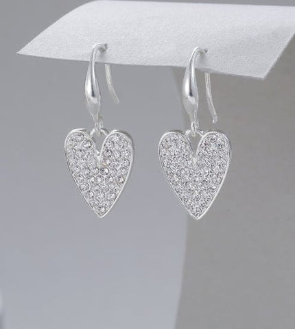 Earrings - Sparkly Heart Silver Earrings Pretty Little Things 