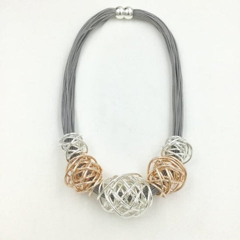 Necklace - Chunky Wire Silver & Rose Gold