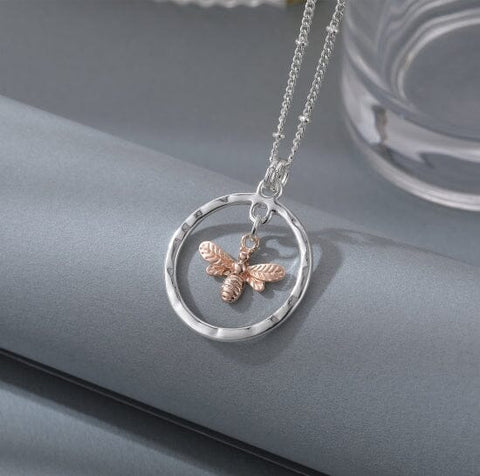 Necklace - Bee Silver & Rose Gold