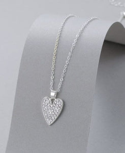 Necklace - Sparkly Heart Silver Necklaces Pretty Little Things 